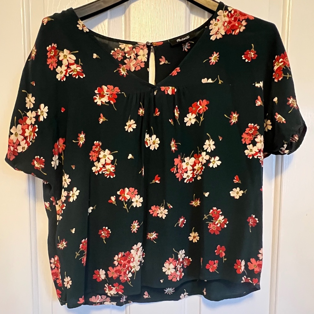 Madewell Drapey V-Neck Floral Shirt